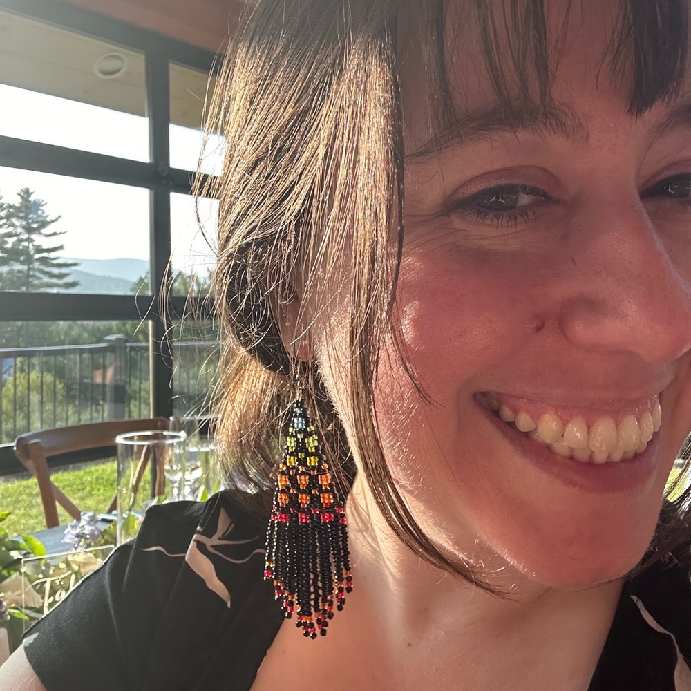 Rainbow Multicolor Beaded Fringe Earrings
